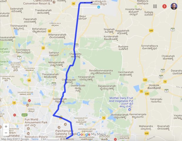 Proposed alignment for a Namma Metro link to Bengaluru Airport
