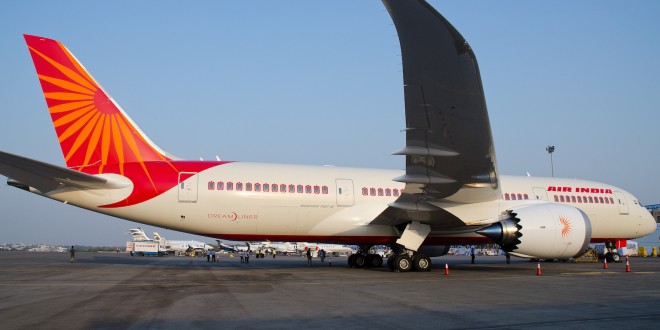 Air India Boeing 787-8 Dreamliner line number 35 test registered N1015 (later became VT-ANH) at the India Aviation show, Hyderabad March 2012. Photo copyright Devesh Agarwal.