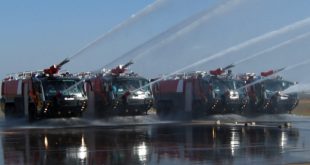 Rosenbauer Panther 6x6 fire tenders of Bangalore airport ARFF. BIAL image.