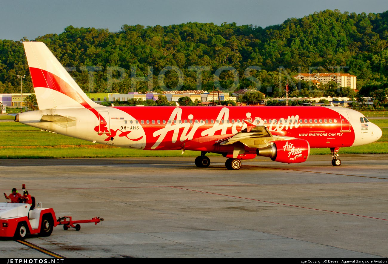 AirAsia A320 9M-AHS at Penang airport.