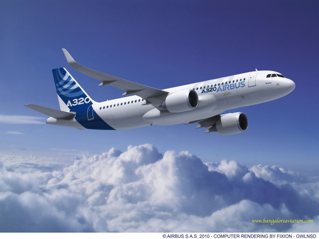 CGI of Airbus A320neo with Pratt&Whittney GTF engine.