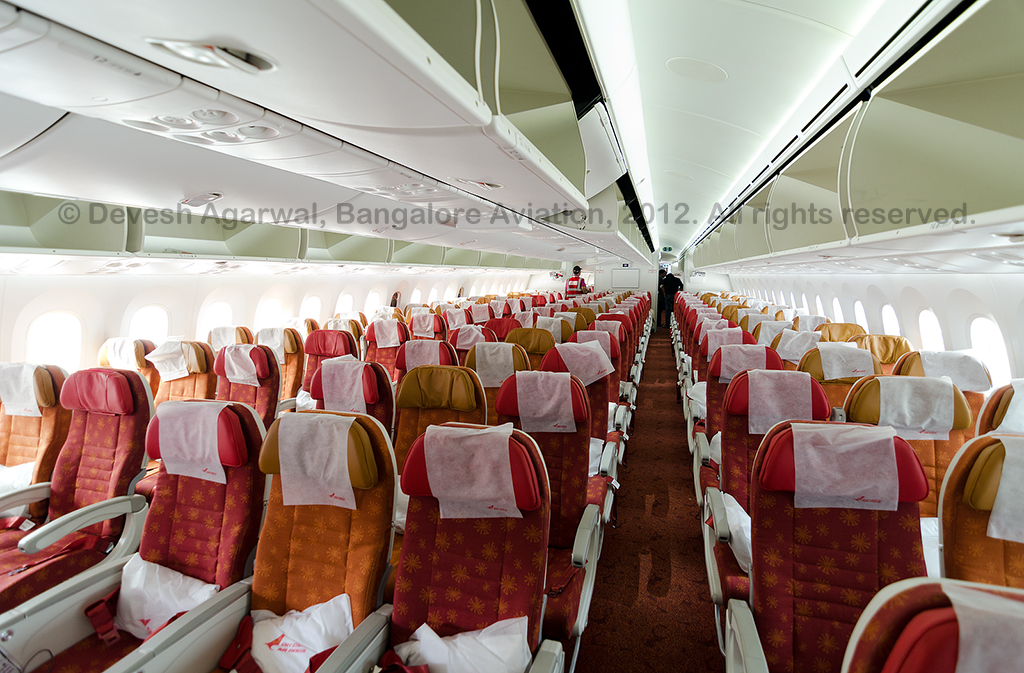 Air India Boeing 787 Dreamliner economy class.