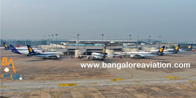 Jet Airways A330 fleet at New Delhi IGI airport Terminal 2