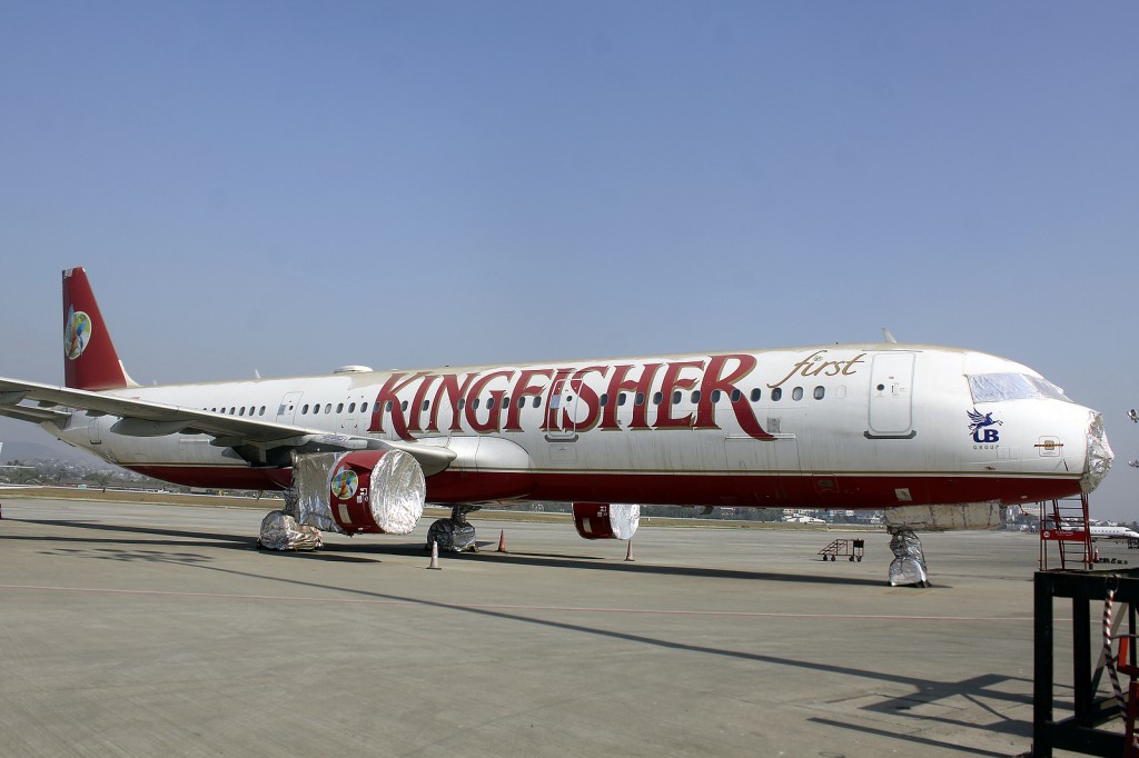 Stripped down Kingfisher A321 at Mumbai.