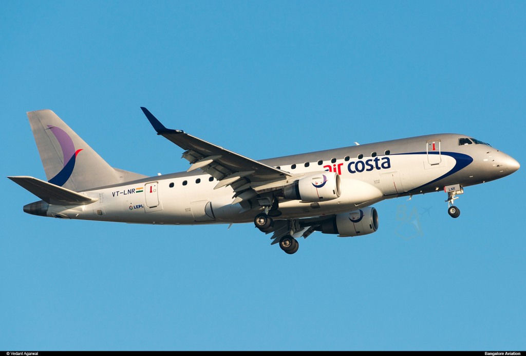Air Costa Embraer E170 VT-LNR at Bangalore. 