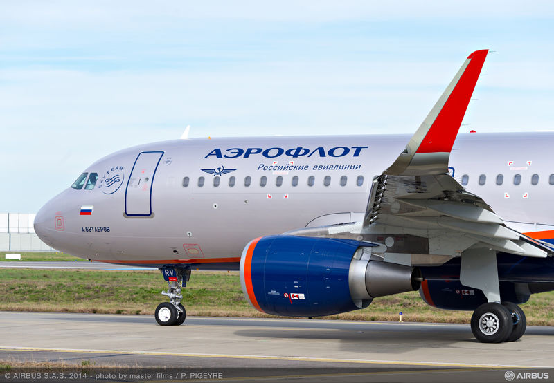 Aeroflot A320 with Sharklet. Image courtesy Airbus.