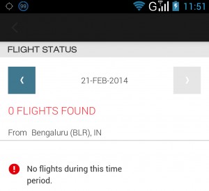 Star Alliance Navigator app does not show flight status when searched by departing airport