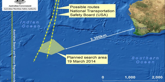 Malaysia Airlines MH370 possible debris sighting near Australia search area map