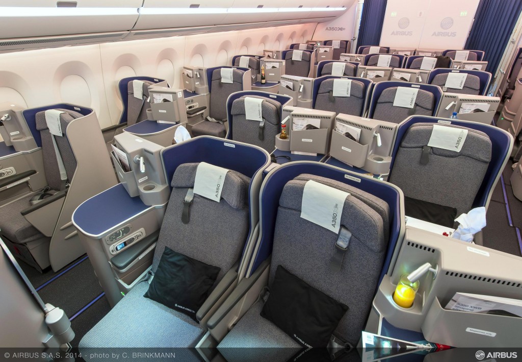 Airbus A350 sample business class cabin.