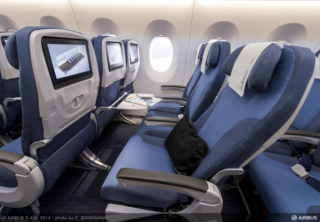 Airbus A350 sample economy class seat with recline