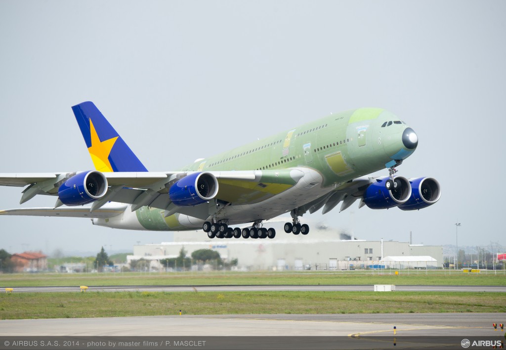 First Airbus A380 for Skymark Airlines Japan takes off on first flight