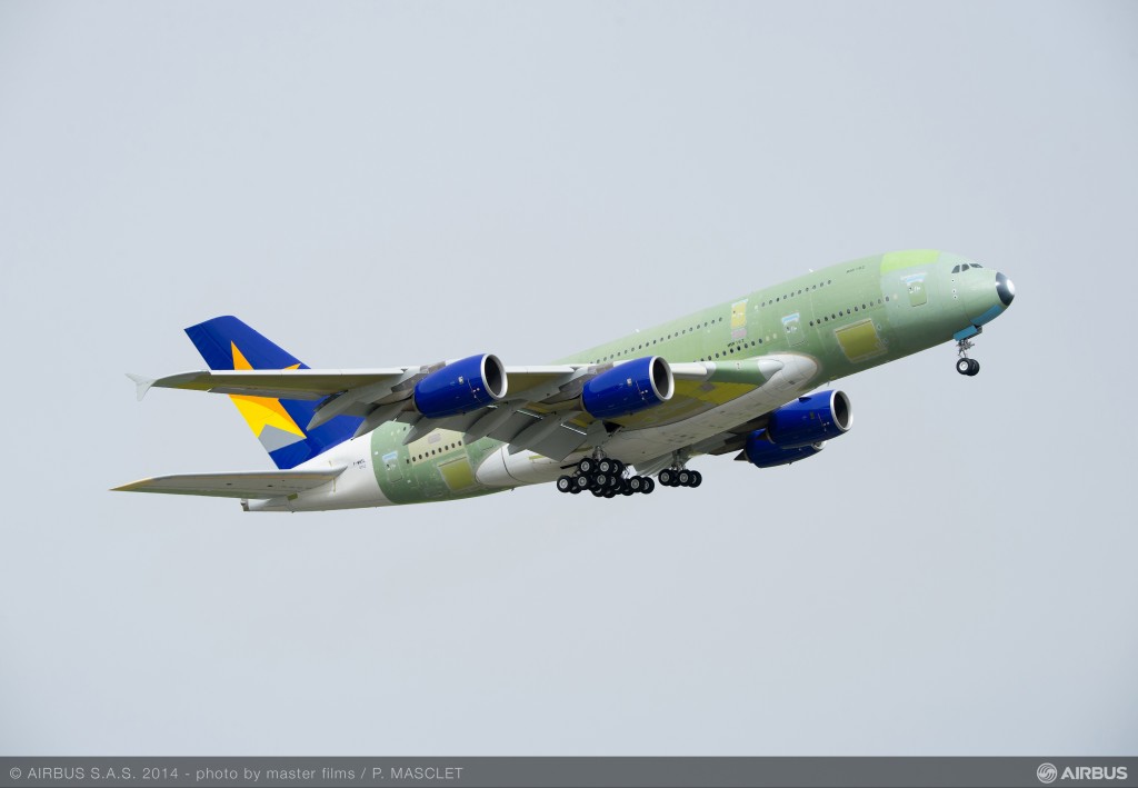 First Airbus A380 for Skymark Airlines Japan takes off on first flight