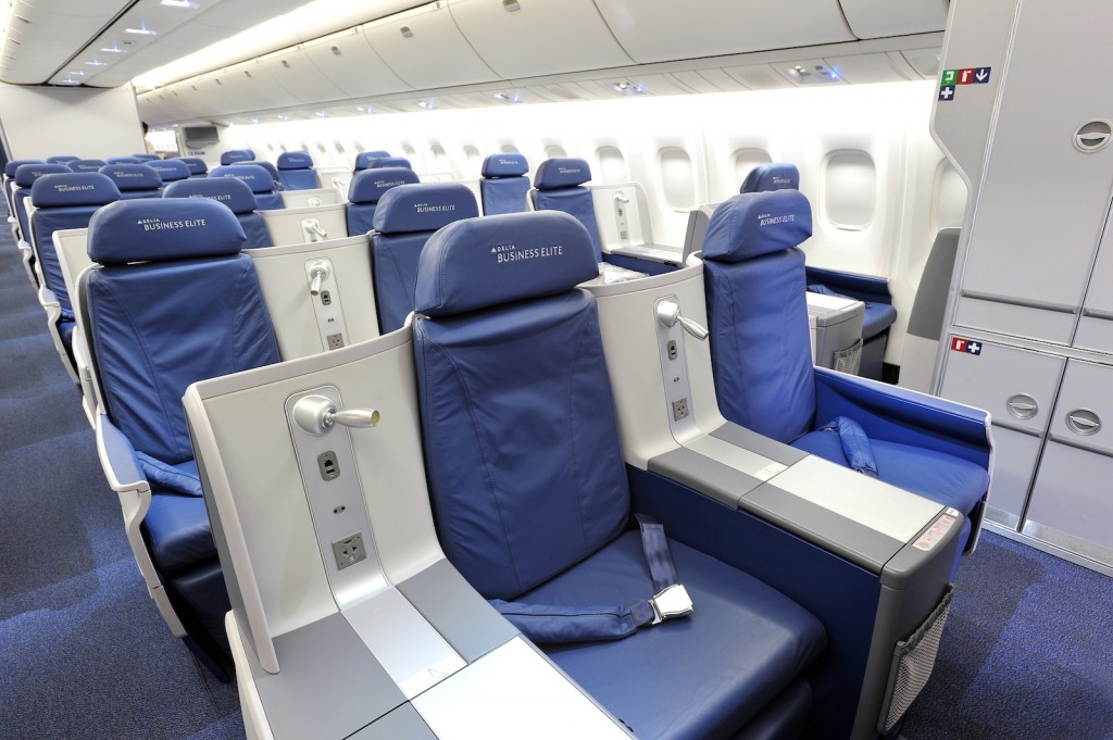 Delta Air Lines BusinessElite class full flat-bed seat on Boeing 767