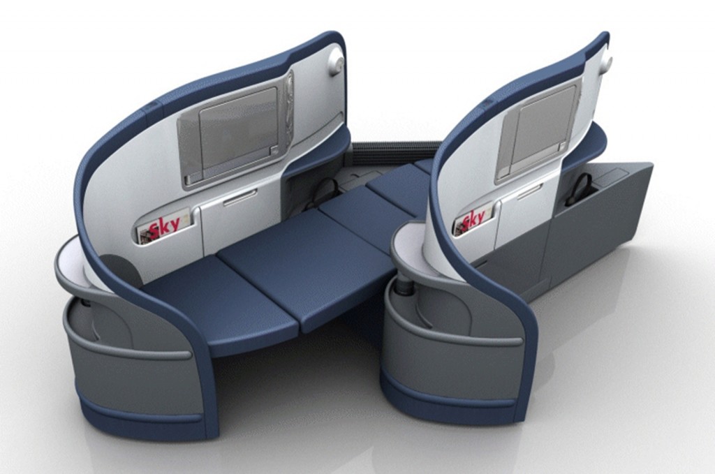 Delta Air Lines BusinessElite class full flat-bed seat on Boeing 777