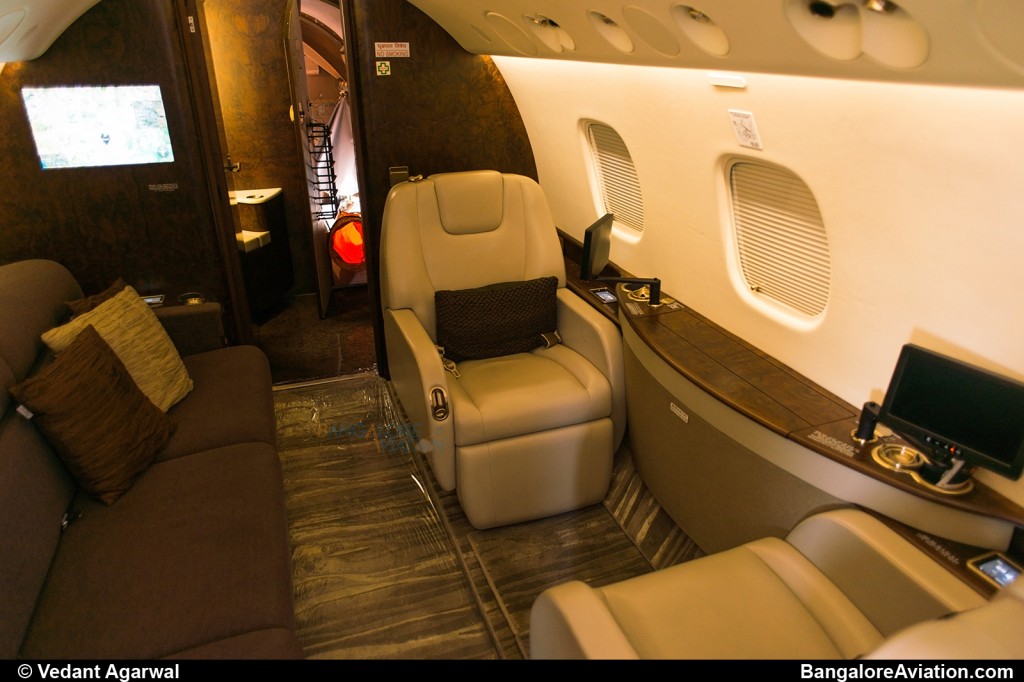 Rear compartment of VT-AOK. This is a smaller area designed for private meetings.