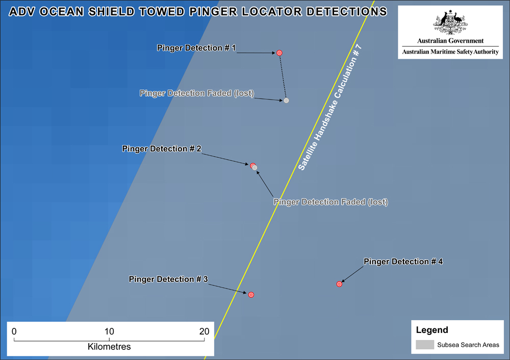 Close-up of ping locations found by Australian ship Ocean Shield #MH370