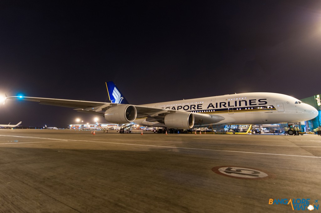 Ready to be pushed back for its return flight. Photo copyright BangaloreAviation.