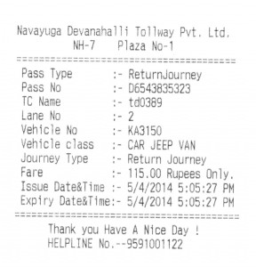 Airport Highway Toll Ticket