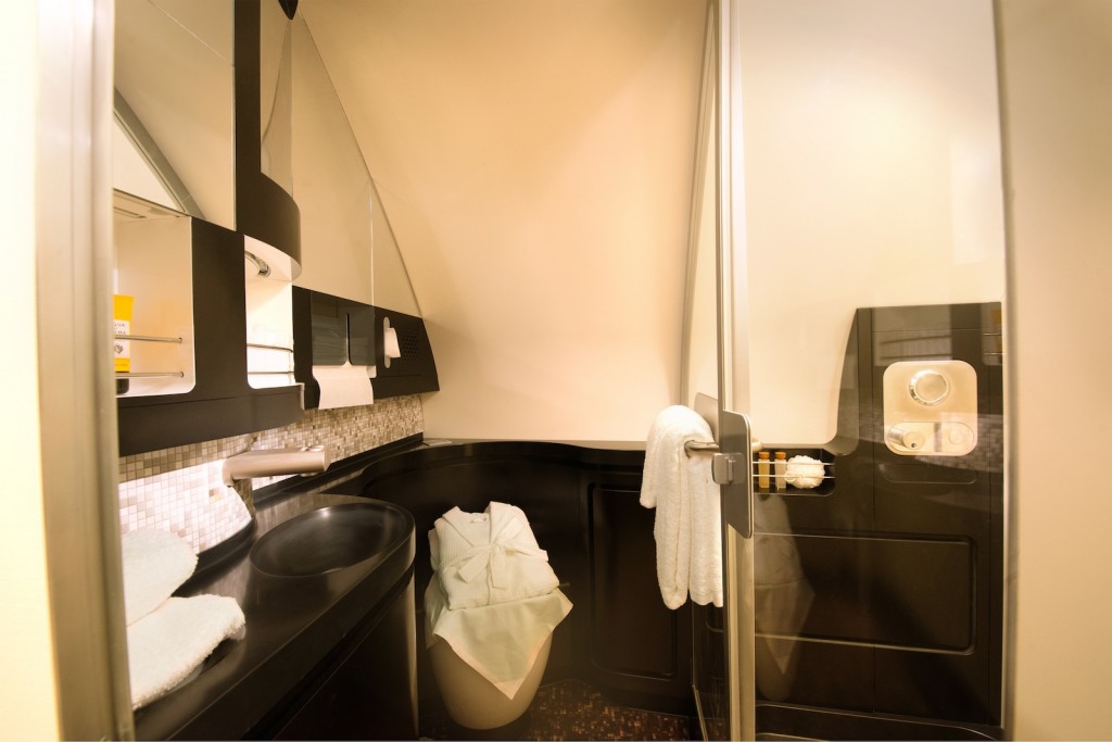 "The Residence" on Etihad Airways' Airbus A380 - en-suite toilet and shower