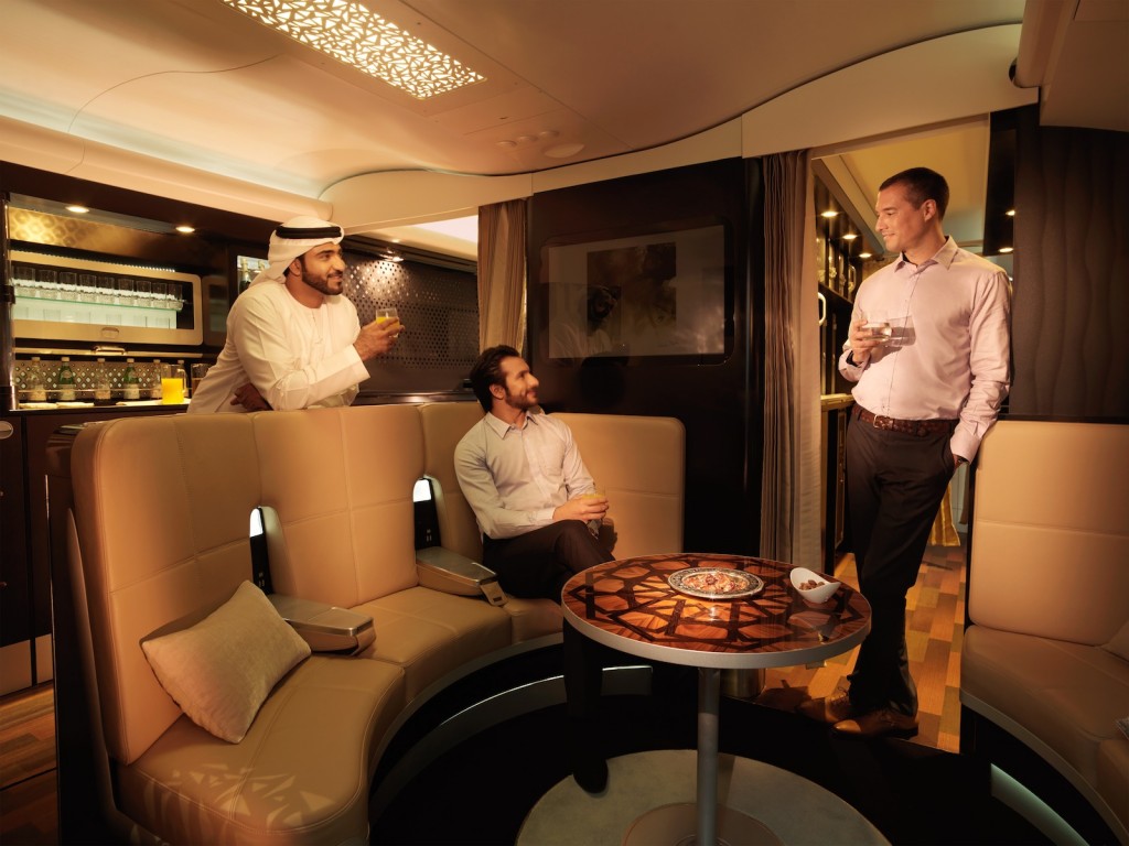 Etihad A380 lobby lounge social area. Picture courtesy Etihad Airways