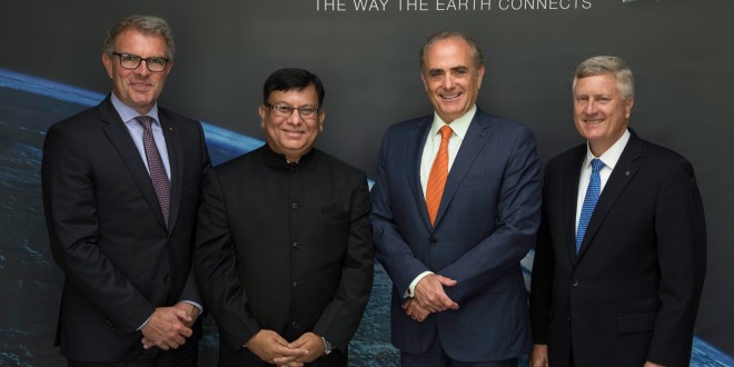 (l-r) Lufthansa CEO Carsten Spohr, Air India CMD Rohit Nandan, Air Canada CEO Calin Rovinscu and Star Alliance CEO Mark Schwab. Lufthansa acted as mentor to assist Air India through the Star alliance joining process. Mr Rovinescu chairs the Star Alliance’s Chief Executive Board.