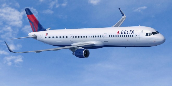 Computer generated image of Delta Air LInes Airbus A321 with Sharklets. Image copyright Airbus S.A.S.