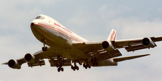 Air India Boeing 747 VT-EFO Emperor Kanishka at London Heathrow. Photo taken on 10-June-1985 just 13 days before its bombing. Photo by Ian Kirby (Ian Kirby as seen on airliners.net) [CC-BY-SA-3.0 (http://creativecommons.org/licenses/by-sa/3.0)], via Wikimedia Commons