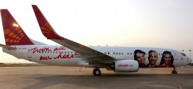 SpiceJet Boeing 737-800WL VT-SZK in special crew livery. With all our heart slogan. Photo courtesy Spicejet.