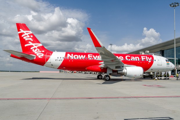 First flight of AirAsia India. Plane at the gate.