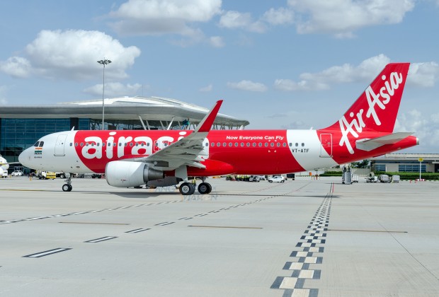 First flight of AirAsia India. Plane after pushback.