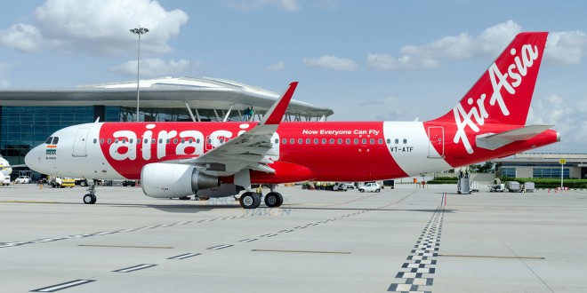 First flight of AirAsia India. Plane after pushback.