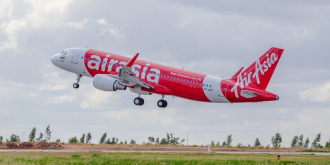 First flight of AirAsia India. Takeoff.