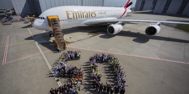 50th A380 delivered to Emirates. Airbus image.