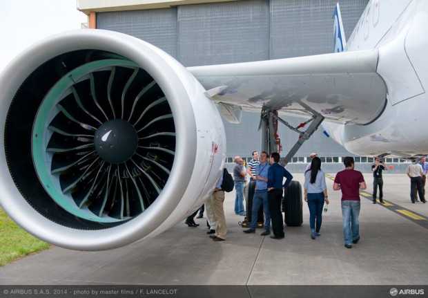 First Airbus A320neo with Pratt & Whitney Pure Power PW1100G-JM Geared Turbo-Fan (GTF) engine. Photo courtesy Airbus.