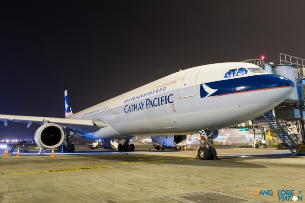 The current Cathay Pacific livery which was introduced in 1994.