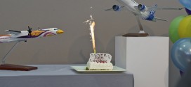 A cake to celebrate the 500th commitment for the CSeries aircraft.