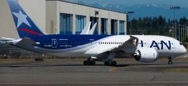 LAN Airlines Boeing 787-8 CC-BBG. Seen here taxing back to the flight line at Paine Field after a test flight.
