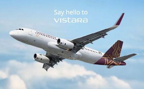 Tata-SIA Airlines Vistara Airbus A320 airplane livery. Image from Twitter.