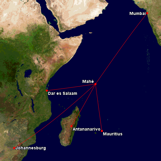 Air Seychelles regional destinations