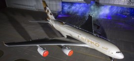 Etihad 'Facets of Abu Dhabi' livery on its first Airbus A380.