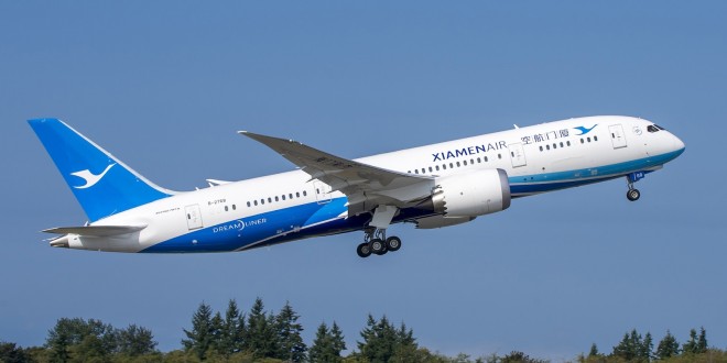 Xiamen Airlines' first Boeing 787-8 Dreamliner