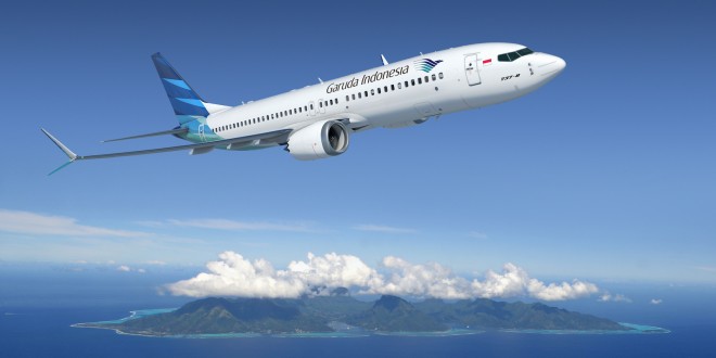 A CGI of a Garuda Indonesia Boeing 737 MAX 8. Boeing Image.