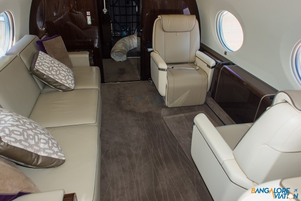 Rear cabin and storage area (background) on the Gulfstream G650.