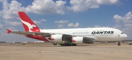 Qantas A380 VH-OQL Phyllis Arnott on its first flight to Dallas-Fort Worth airport. Photo courtesy the airport.