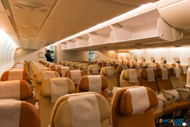 Singapore Airlines A380 3-4-3 economy class.