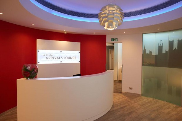 Delta Air Lines arrival lounge at London Heathrow Terminal 3. Photo courtesy the airline.