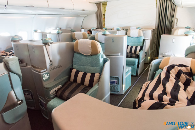 The staggered seating in Etihad's Business class. 