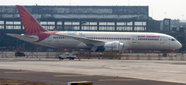 Air India Boeing 787-8 Dreamliner VT-ANI LN46 at Mumbai airport after being grounded for nine months for a "reliability retrofit".