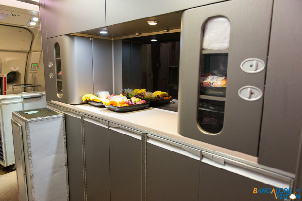 Singapore Airlines business class galley snack bar.