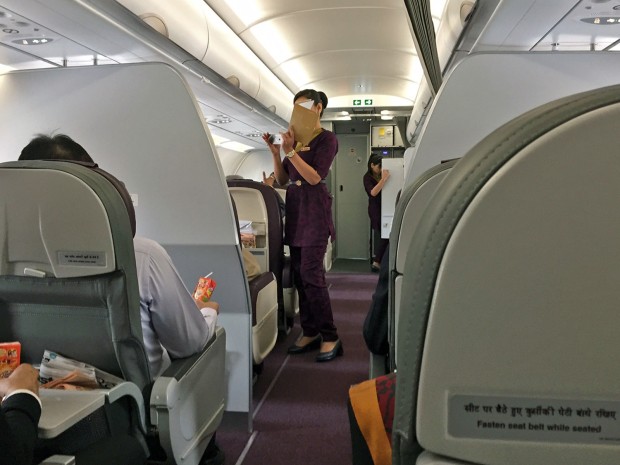 Even the business class passengers wanted their pictures taken on the Vistara inaugural flight.